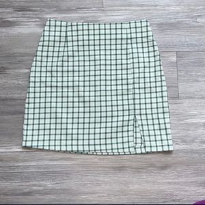 Green Plaid Mini Skirt
